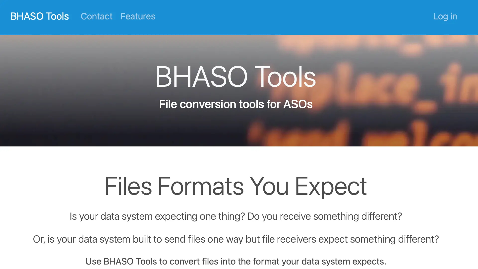 screen shot of the BH ASO Tools website
